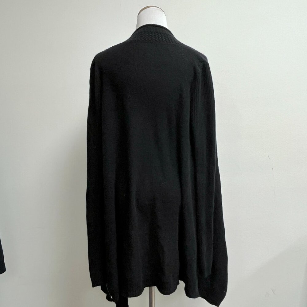 Aqua Black cashmere drape cardigan sweater jacket S crochet accents oversized - Picture 4 of 7